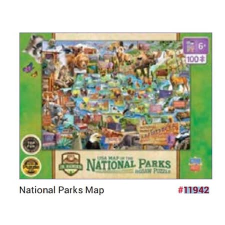 The Mountain Valley Spring Water Master Piece Jr Ranger National Parks Map Puzzle, 100 Piece 11942